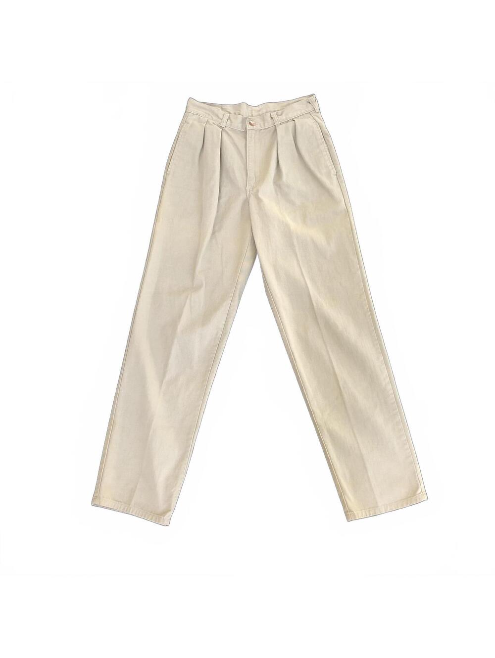 Duck Head Pleated Cotton Chino Trousers Beige W29 L32 Made in USA